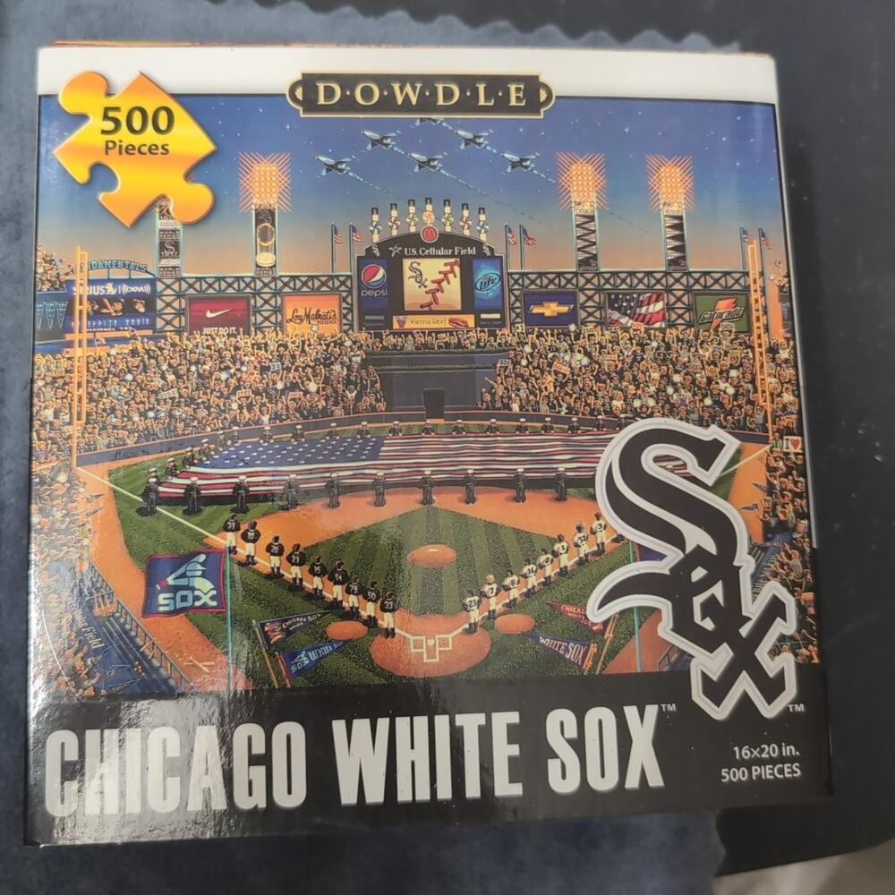Dowdle Chicago WHITE SOX 500 Pc. Puzzle. EUC. 16" x 20" Folk Art USA NEW in BOX